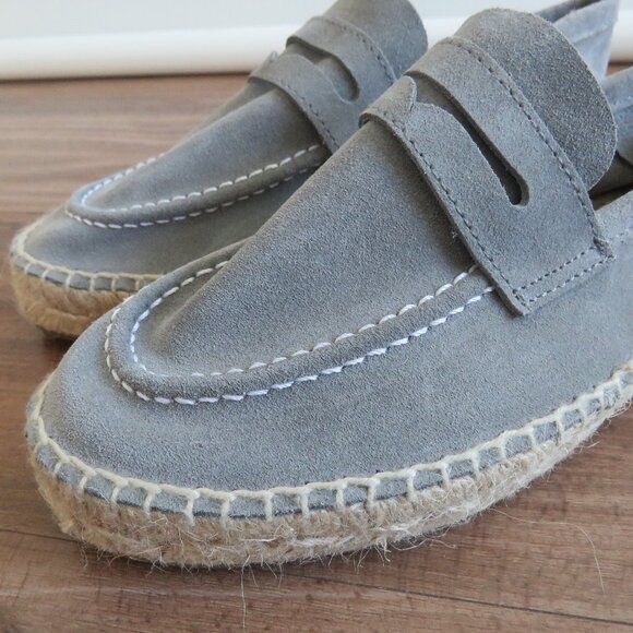 MANEBI Hamptons Loafers Espadrilles in Gray Suede Minimalist Quiet Luxury US 6 - Picture 3 of 13